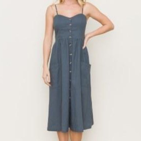 Hem & Thread Dresses & Skirts - Hem & Thread Faux Linen Dress